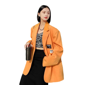 Oversize Blazer Women Autumn Loose Wide Shoulder Suit Coats Casual Label Blazers Female