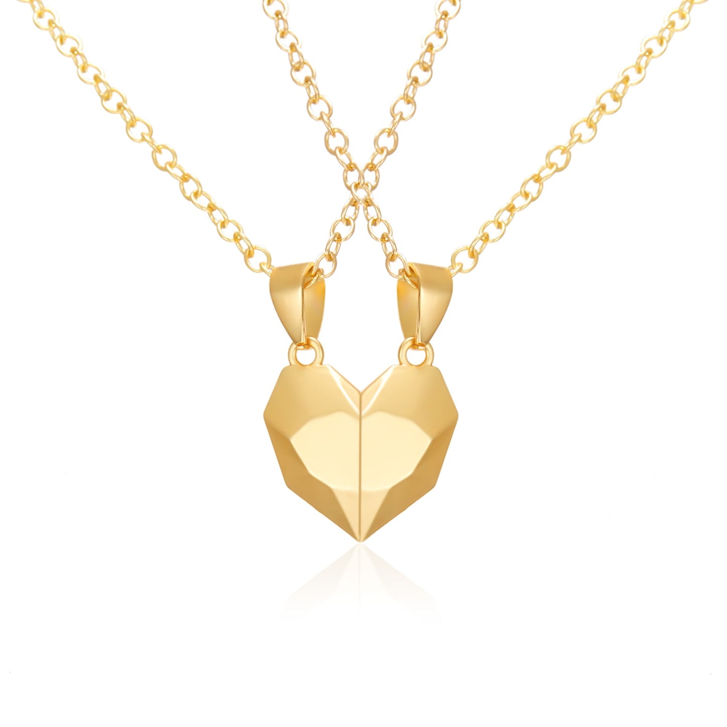 Collana magnetica sfaccettata a distanza per amanti della collana con ciondolo a forma di cuore punk da 2 pezzi