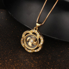 Rotatable Windmill Pendant Necklace AAA Cubic Zirconia Pave Gold Silver Color Crystal Necklace Jewelry