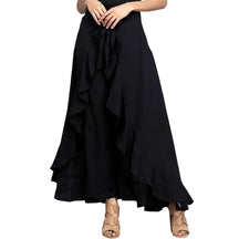 Women Pants Causal Ruffle Drawstring TrouserHigh Waist  Loose Dancing Outfits Palazzo Skirt