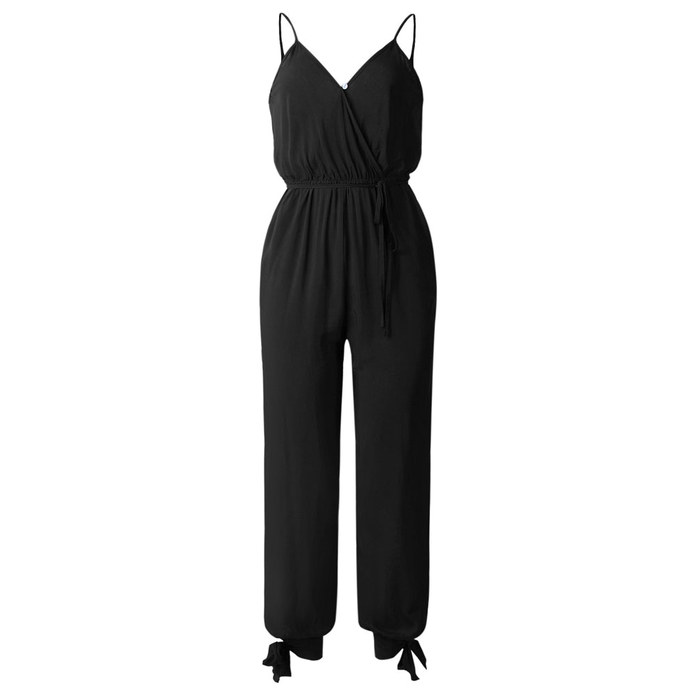 Women Sleeveless Loose Baggy Trousers Solid Romper Jumpsuit Cotton Print Broadcloth