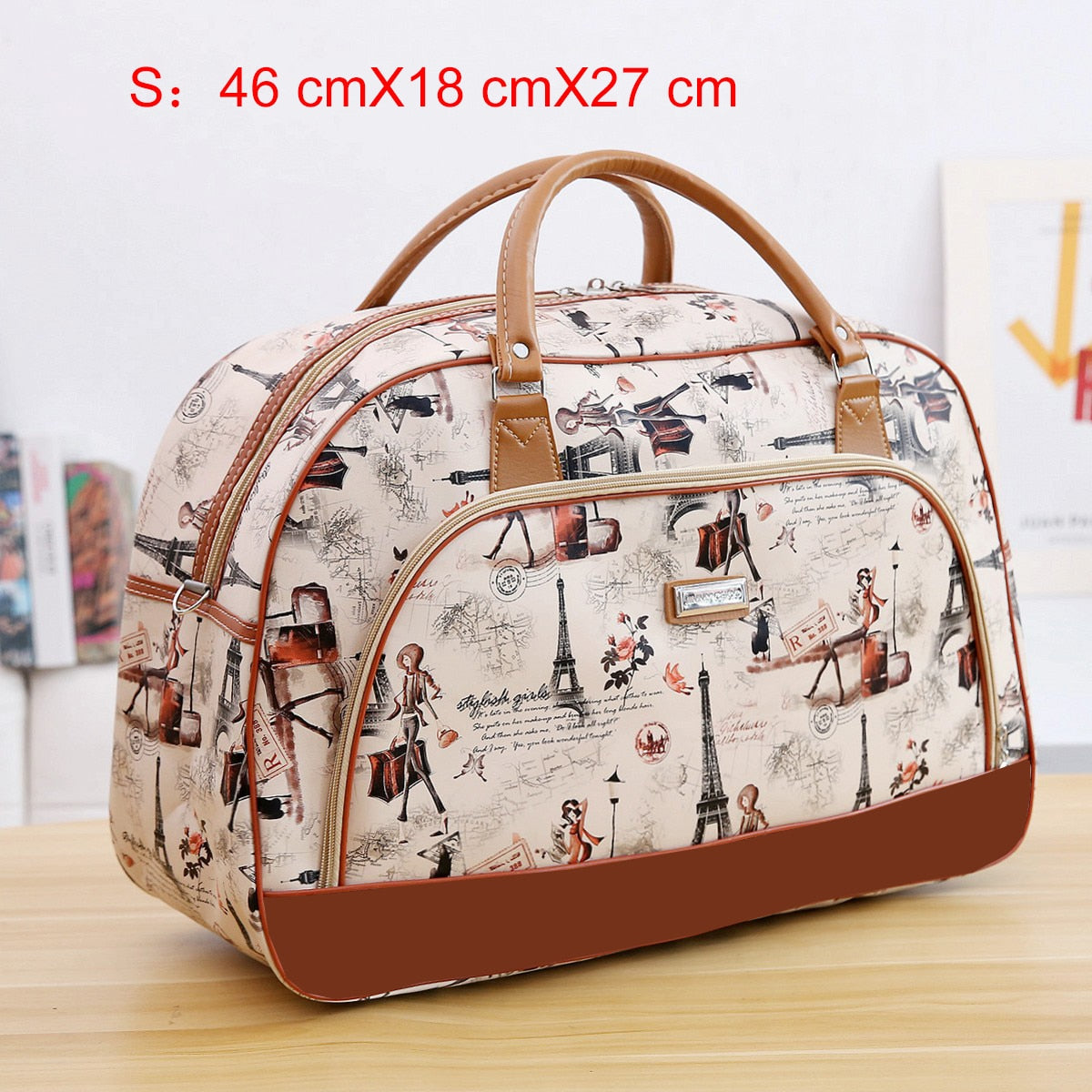 Women Travel Bags PU Leather Large Capacity Waterproof Print Luggage Duffle Bag