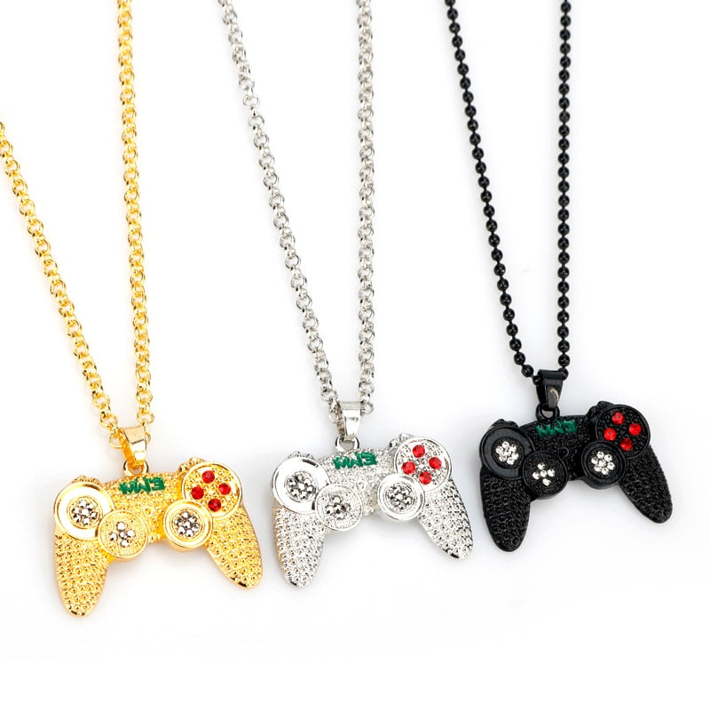 Rhinestones Handle Necklaces gamepad Necklaces for Women Men Game Controller Pendant