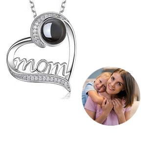 mom letter heart necklace fashion personality 100 languages projection clavicle chain mother's Day