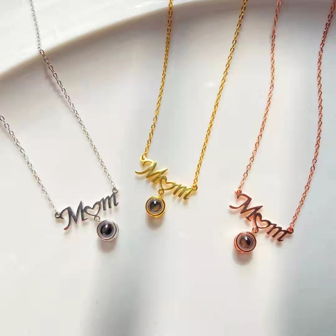 I love you love heart mom mother's Day projection Necklace