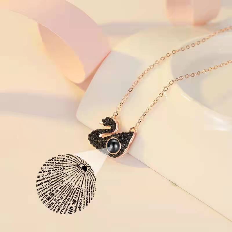 Custom Photo Projection Swan Pendant Necklace