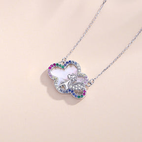 S952 Sterling Silver Necklace Fashion Fritillary Colorful Cloud Unicorn Necklace