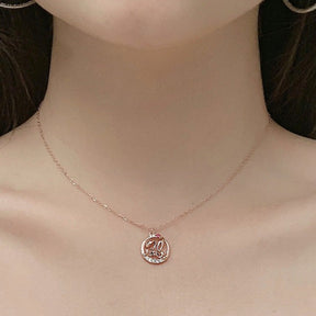 Simpatico coniglio intarsiato con collana di zirconi in argento sterling 925 con catena per clavicola di personalità