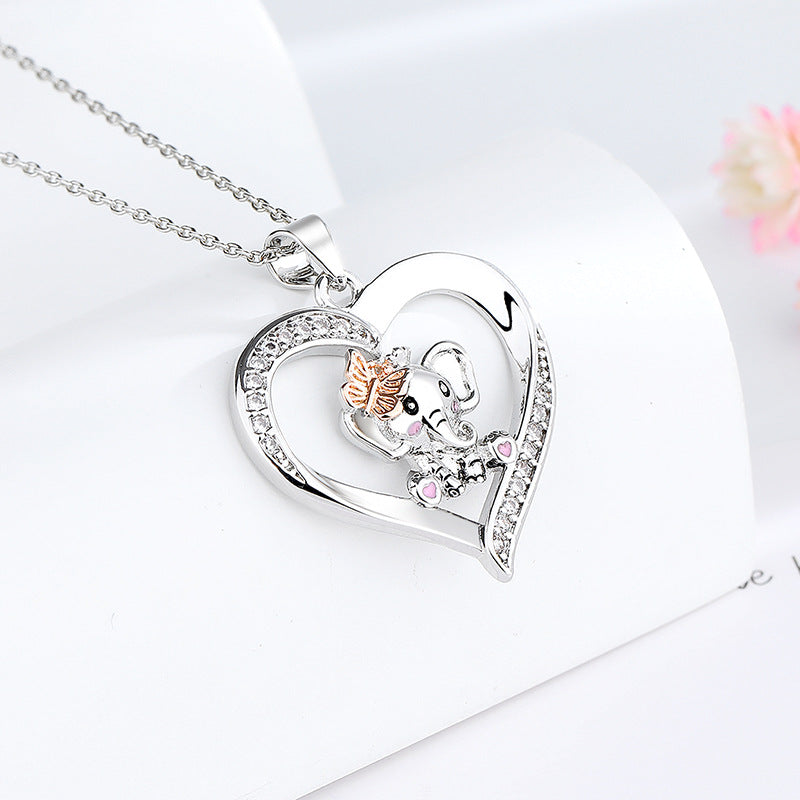 925 Sterling Silver Heart Love Butterfly Elephant Necklace for kids or girlfriend