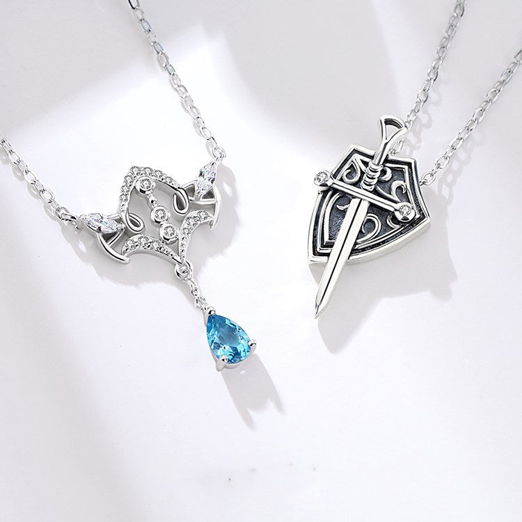 Princess and Knight Couple Necklace Men's and Women's matching Necklace Commemorative Gift