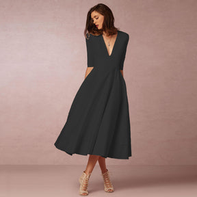 Damen-Abendkleid Sexy tiefes V-Langarmkleid