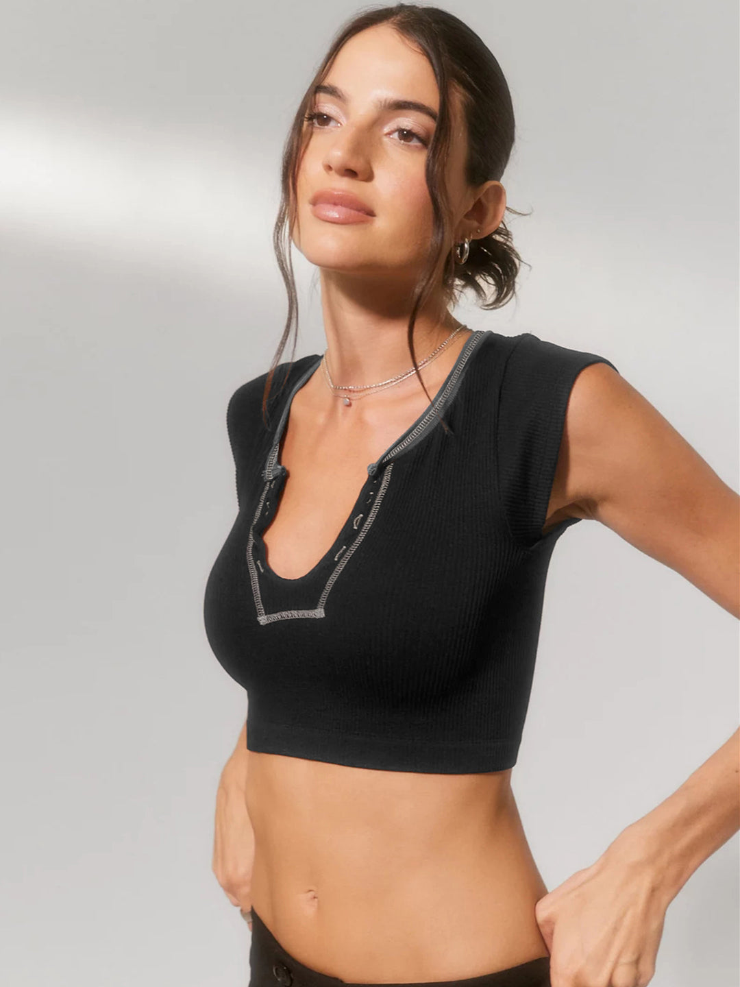 Slim Fit Ultra Short Sexy Spicy Girls Top Knitted Thread T-shirt