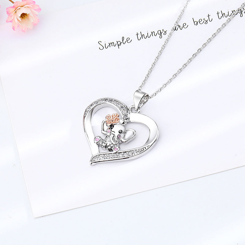 925 Sterling Silver Heart Love Butterfly Elephant Necklace for kids or girlfriend