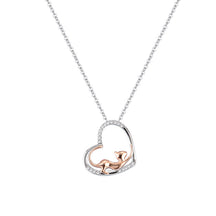 Sterling Silver Accessories Heart Shaped Cat Pendant Diamond Silver Necklace Women