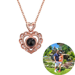 Full Diamond Love Projection Necklace Photo Custom Pendant