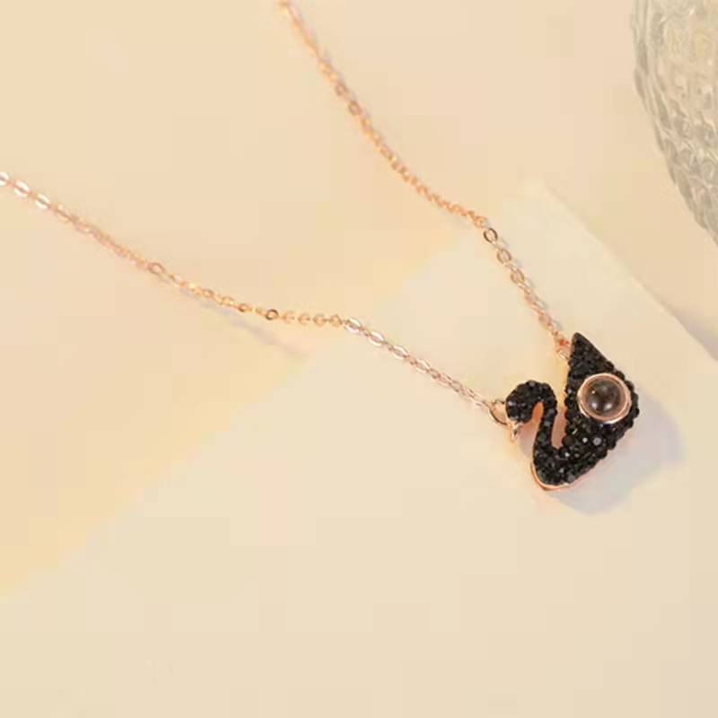 Custom Photo Projection Swan Pendant Necklace