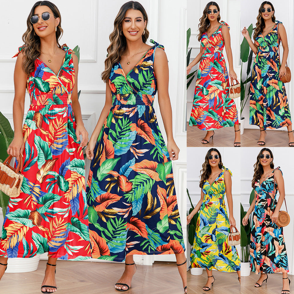 Hawaiian Beach Dress Summer Print Long Skirt Women's Dress