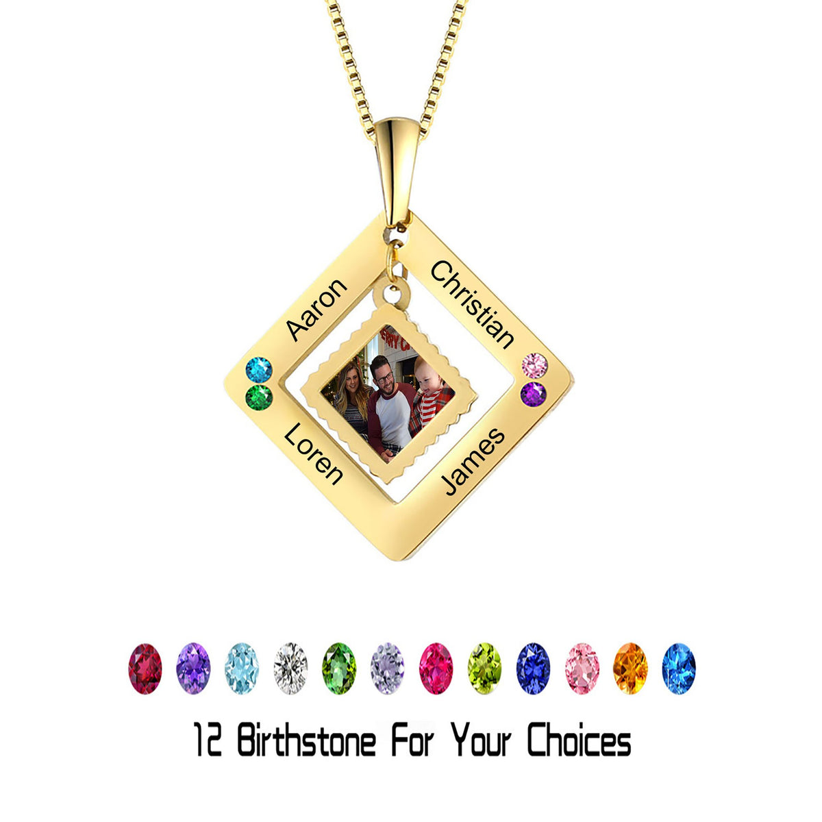 foto personalizzate con birthstone Colorful 12 collane con ciondolo Birthstone