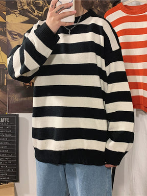 Autumn Winter Knitted Striped Sweater Casual Oversized Pullovers Sweaters