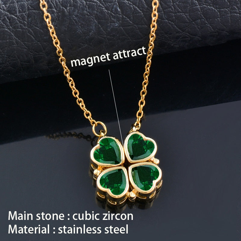 Trendy Flower Magnetic Attract Together Pendant Necklace