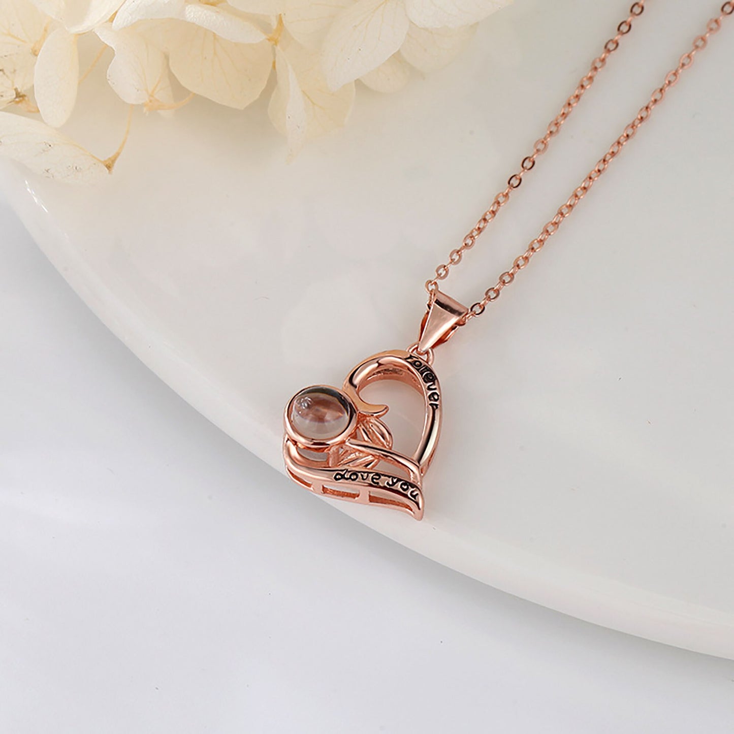 Flowers that can be customized for photos Projection Necklace Pendant Jewelry