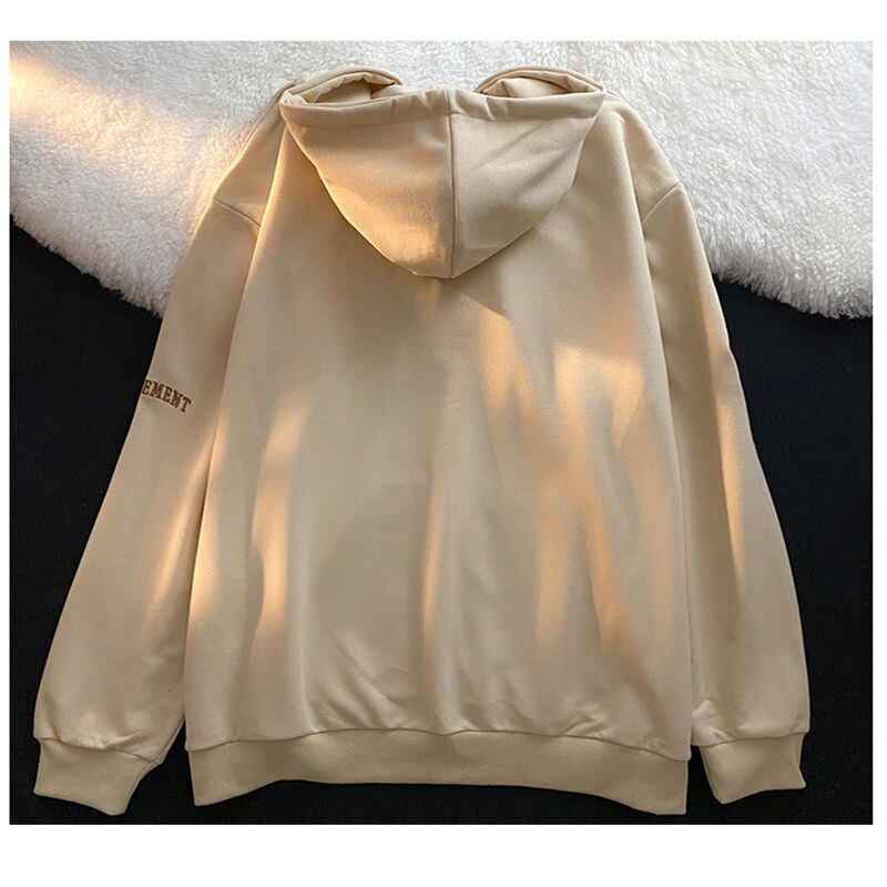 Letter Print Casual Hooded Sweatshirts Vintage Simple Streetwear Coats