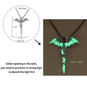 Luminous Dragon Necklace Glowing Night Fluorescence Silver Plated Glow In The Dark Necklace