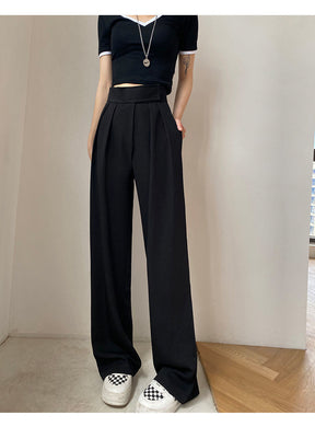 Casual Baggy Trousers Women Summer High-Waist Pants Loose Straight Mopping Pants