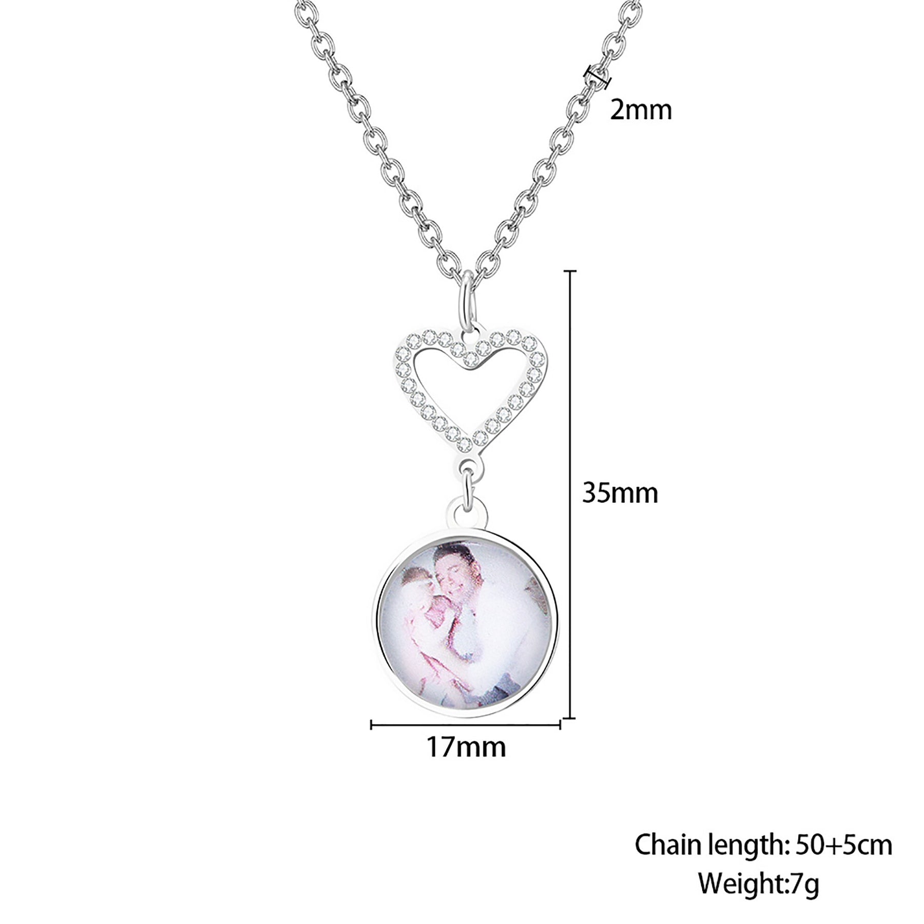 Foto personalizzabile Romantico semplice piccolo a forma di cuore Collane Squisito colore argento Catena clavicola Gioielli da sposa da donna