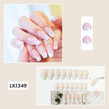 24Pcs/Box Charming Pink Flame Short Fake Nails press on Square Head Full Cover Detachable