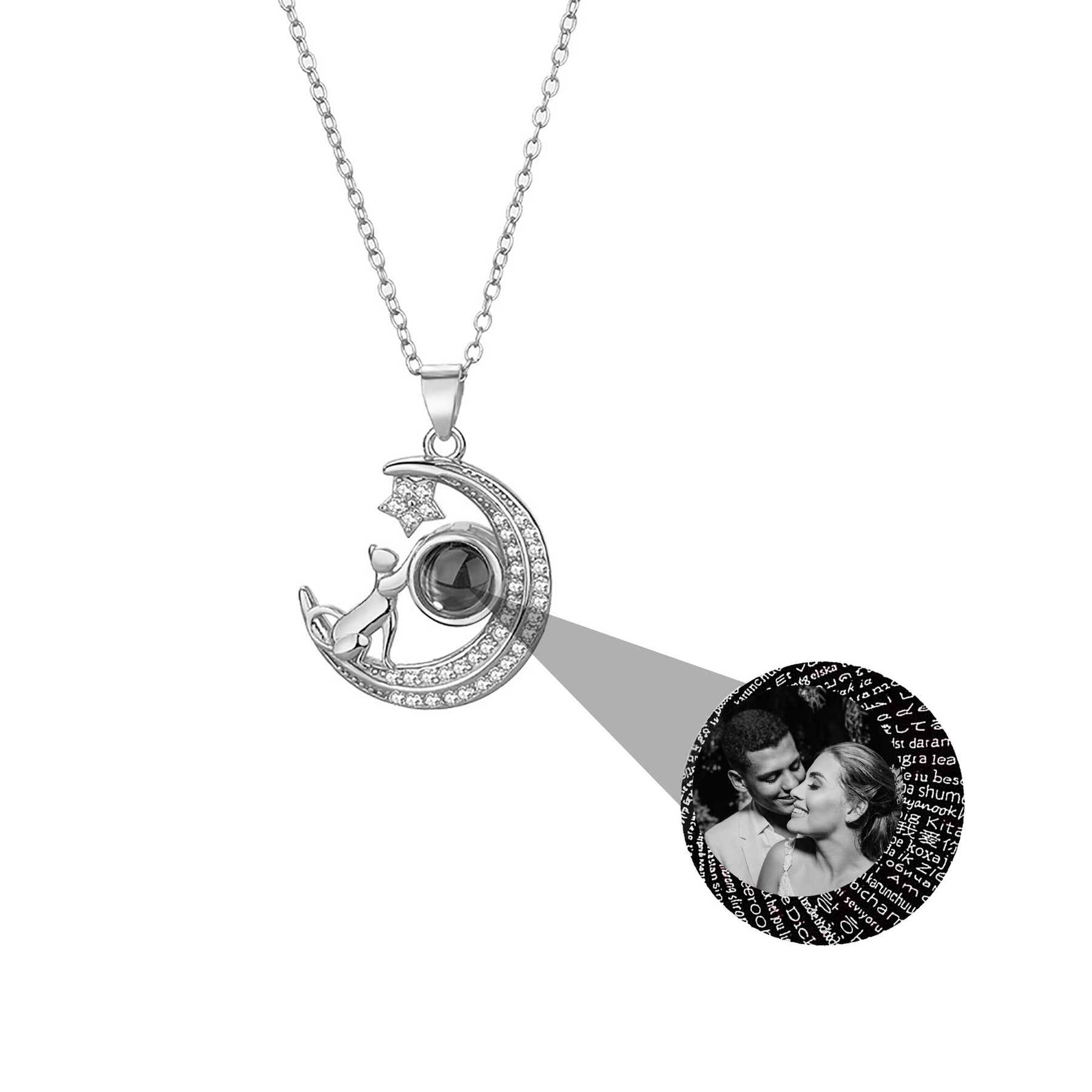 Customizable photo Cute moon necklace Projection Necklace