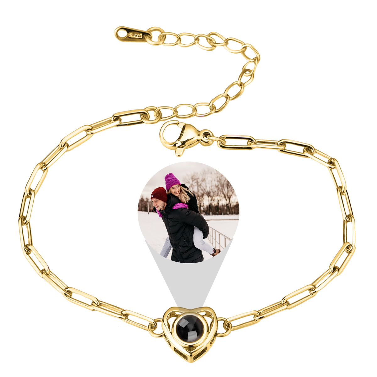 Customizable photo Projection Photo Bracelet-Heart Pendant Memorial Bracelet