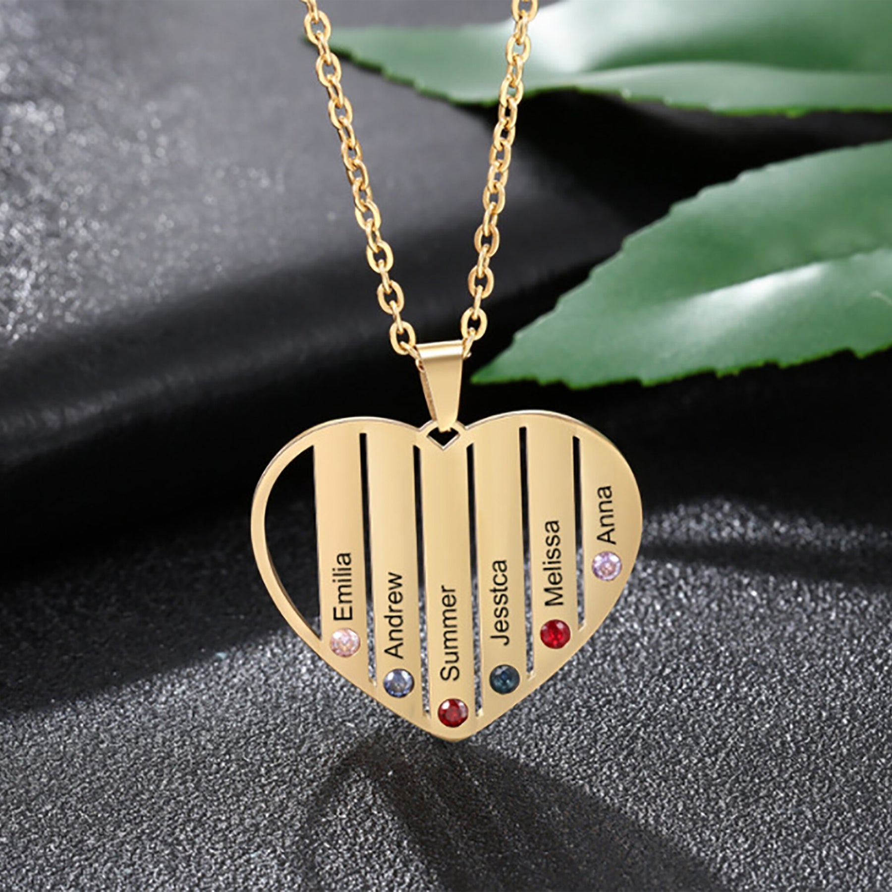 Necklace that can customize birthstone and name For Women ManCouple Gift