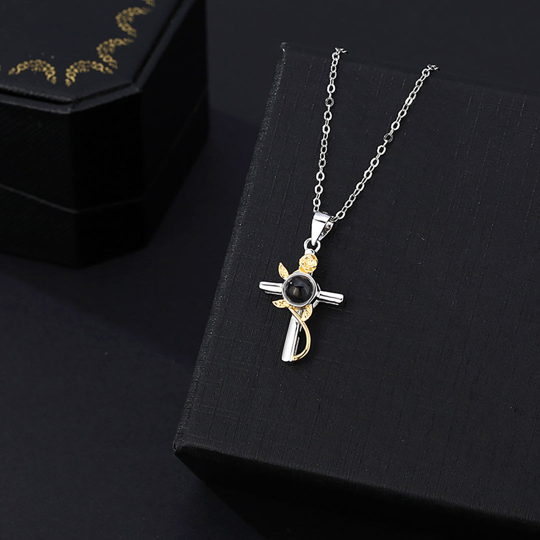 Customizable Photo Cross Projection Necklace  Pendant Jewelry