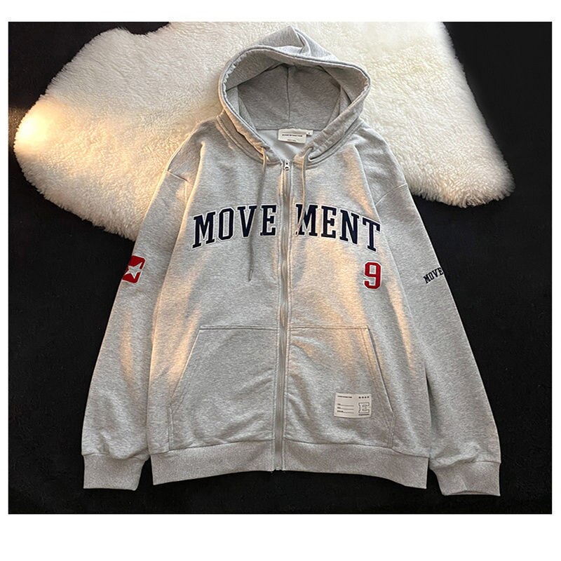 Letter Print Casual Hooded Sweatshirts Vintage Simple Streetwear Coats