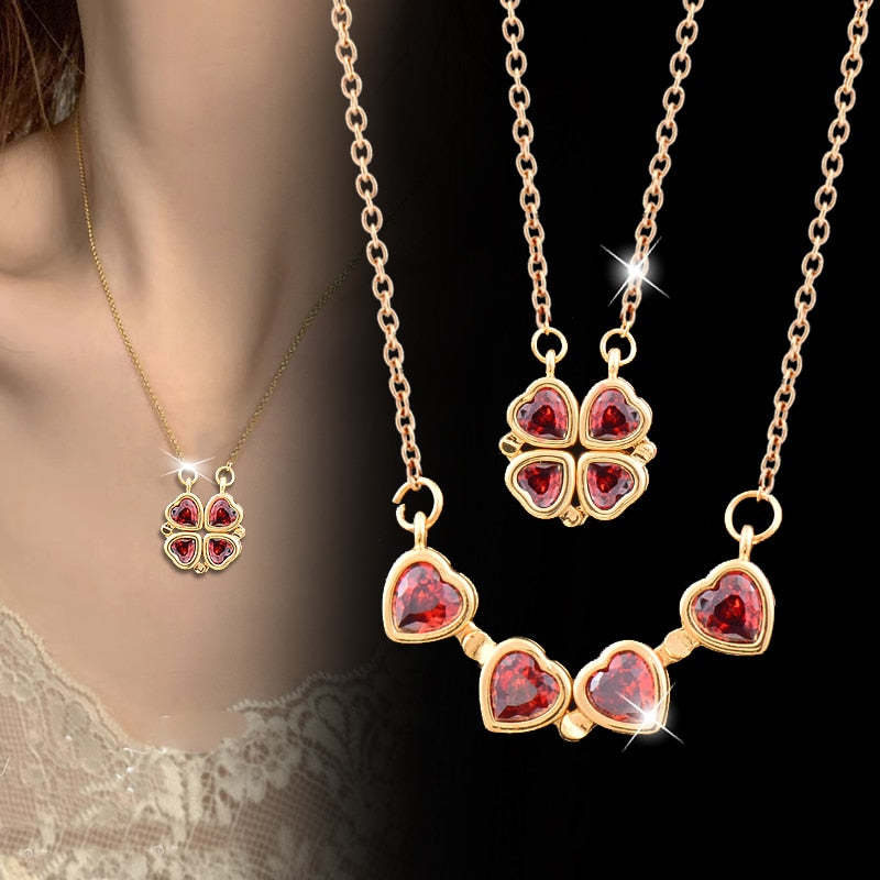 Trendy Flower Magnetic Attract Together Pendant Necklace