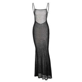 Slip senza maniche Backless See Through Maxi Dress Sexy Skinny Streetwear