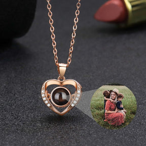 Personalized Heart Picture Necklace for Women Projection Pendant Photo Necklace