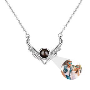 Angel wings with customizable photosProjection Necklace  Pendant Jewelry