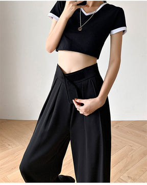 Casual Baggy Trousers Women Summer High-Waist Pants Loose Straight Mopping Pants