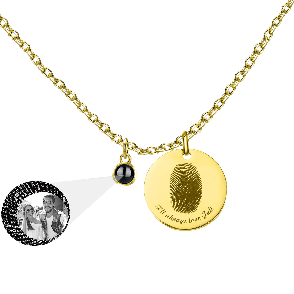 Collana di impronte digitali con foto personalizzabili Proiezione Collana Ciondolo Gioielli