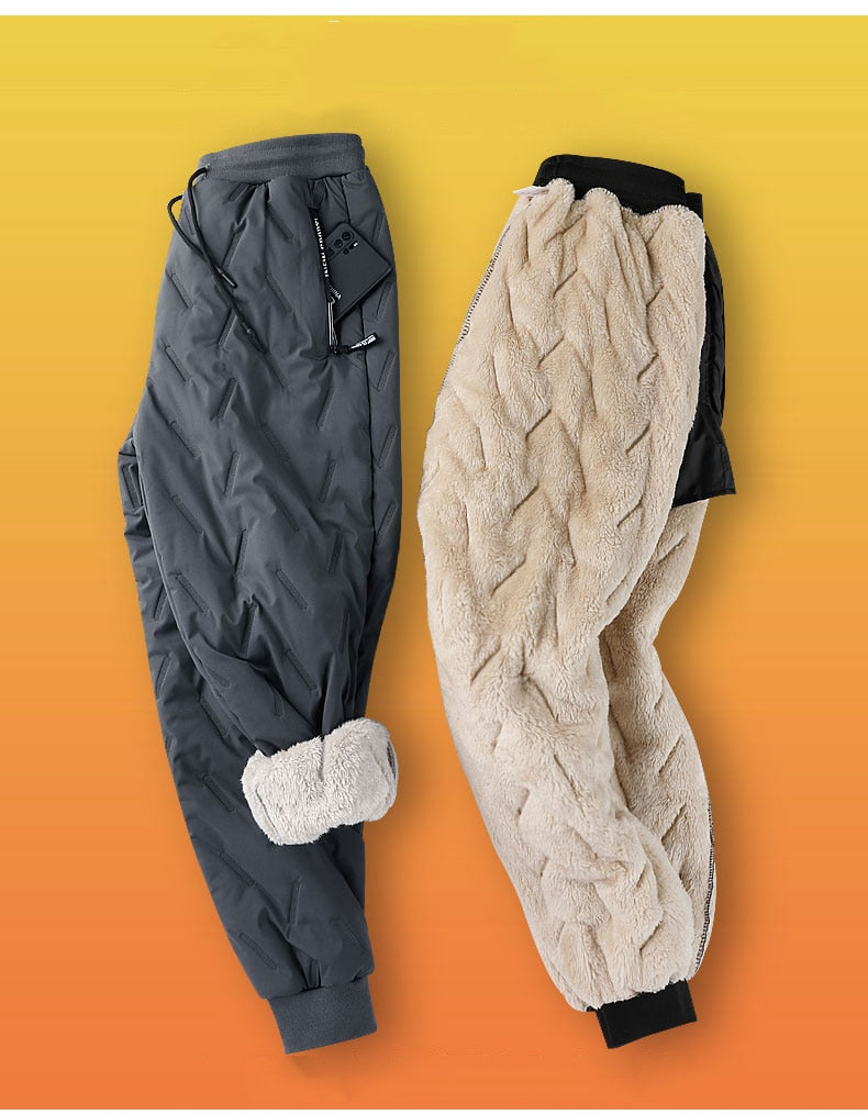 Winter-Reißverschlusstaschen verdicken Fleece-Jogginghosen Jogger Wasserdichte Thermohose