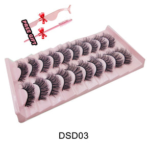 Strip Lashes 10 Paar Fluffy Mink Lashes 3D-Wimpern mit falschem Volumen