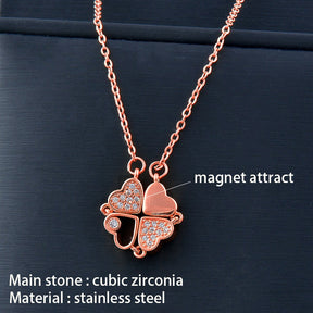 Trendy Flower Magnetic Attract Together Pendant Necklace