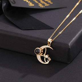 Customizable photo of the moon Projection Necklace  Pendant Jewelry