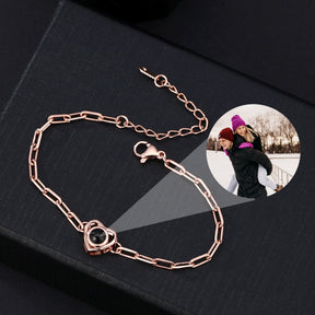 Customizable photo Projection Photo Bracelet-Heart Pendant Memorial Bracelet