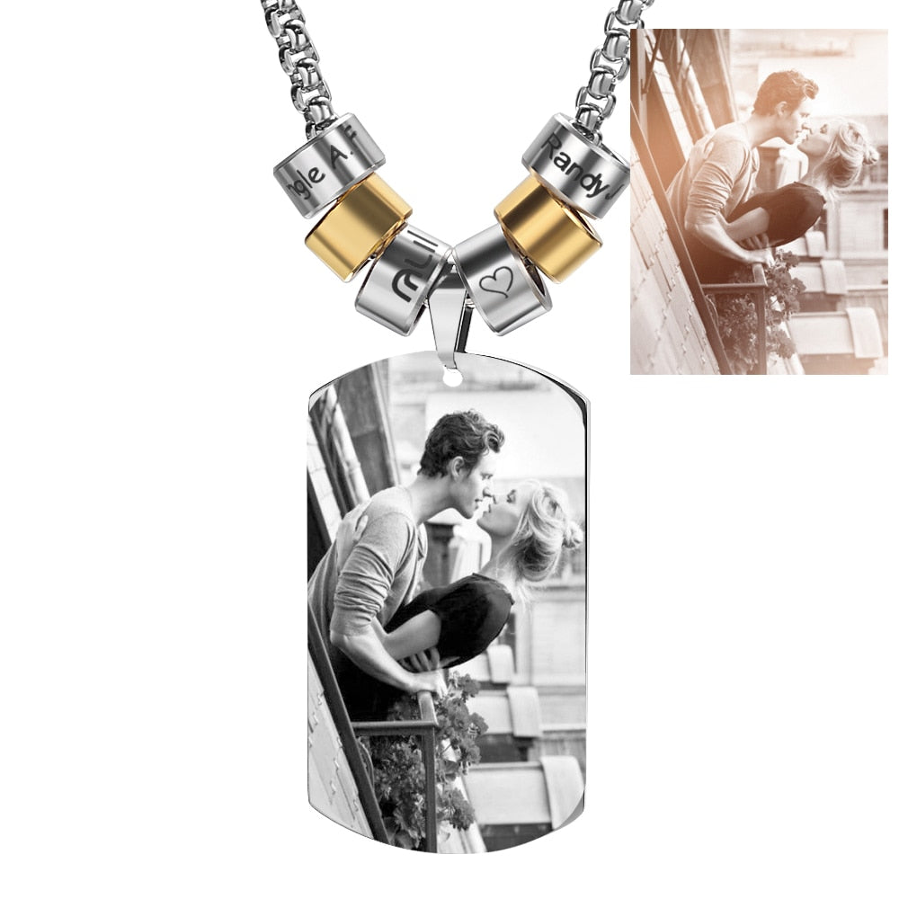 Custom Family Photo Love Necklace for Women Men Square Jewelry