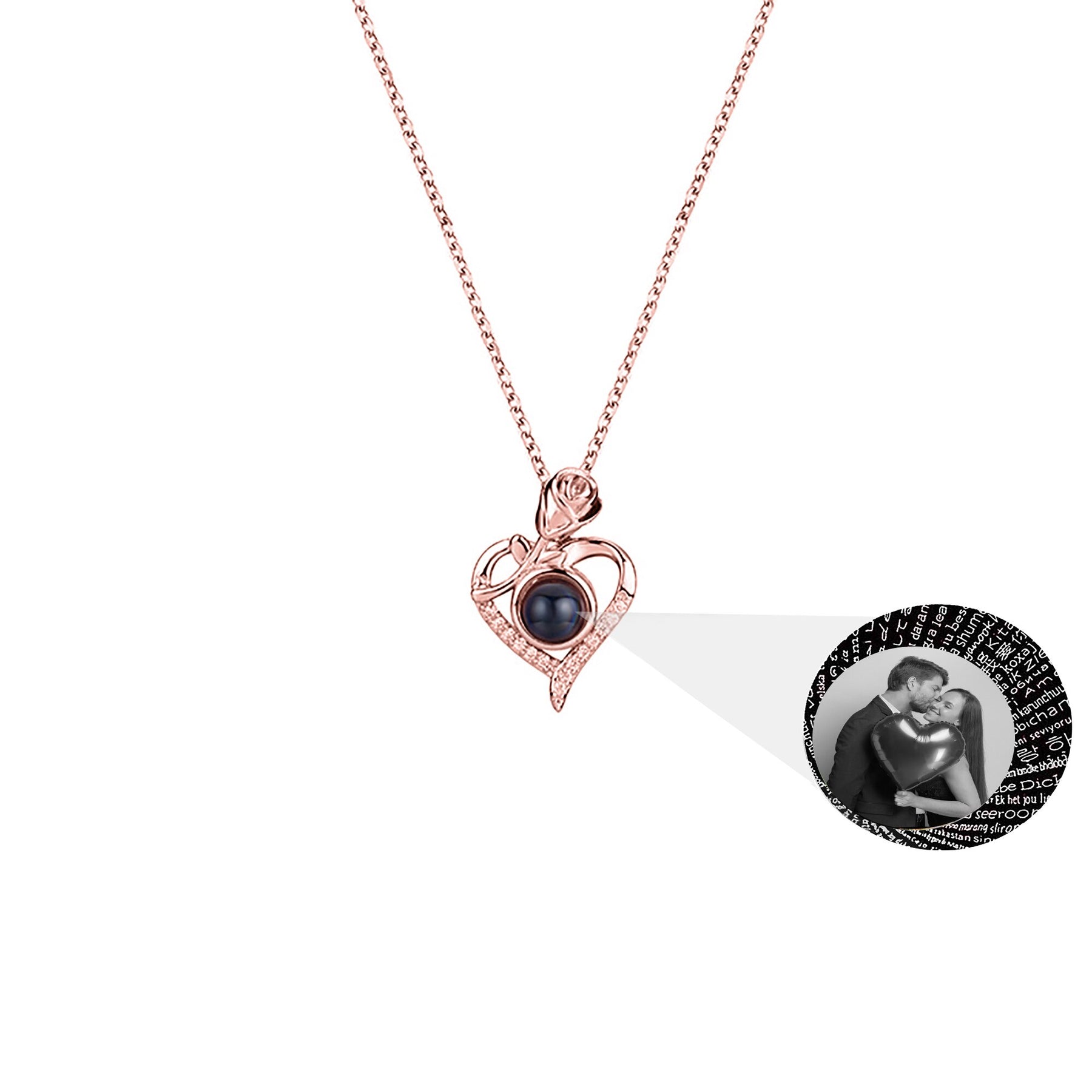 Liebesrose mit kundenspezifischen FotosProjektions-Halsketten-Anhänger-Schmuck für Liebhaber-Freundin