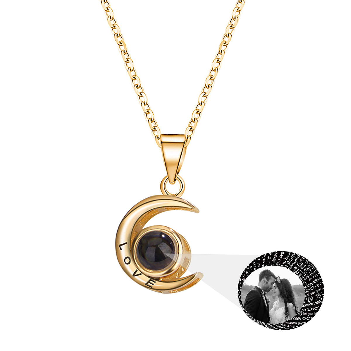 Personality Moon Necklace With Customizable Photo Romantic Gift