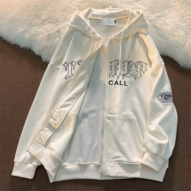 Letter Print Casual Hooded Sweatshirts Vintage Simple Streetwear Coats